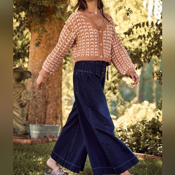 SO ME Soft Chenille Crochet Knit Button Down V-Neck Sweater Cardigan - Picture 9 of 10